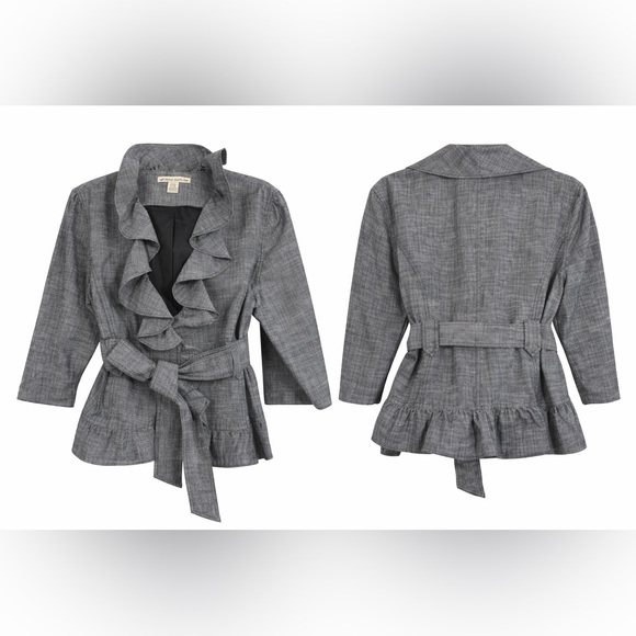 David Brooks Ruffled Chambray Top - Picture 4 of 10